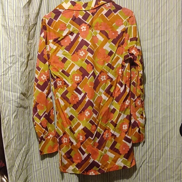Vintage Anthony Blair nylon abstract funky psychedelic 60s vintage blouse 40Bust - Picture 9 of 10